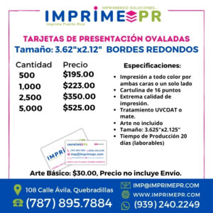 Tarjetas de Presentación Ovaladas